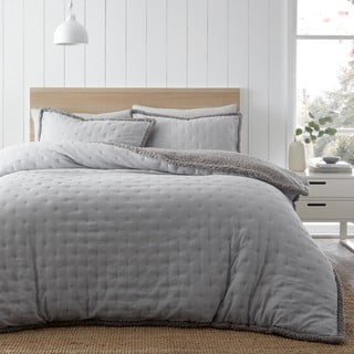 Сиво двойно  спално бельо от шерпа 200x200 cm Cosy Nori – Catherine Lansfield