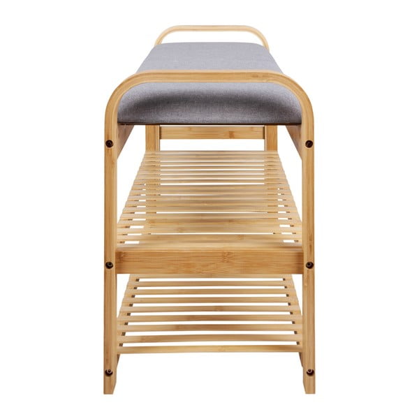 Сив/естествен бамбуков шкаф за обувки с пейка - Leitmotiv-image-3