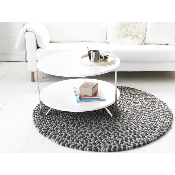 Тъмно сив вълнен килим с топки , ⌀ 200 см Ball Rugs - Wooldot-image-2