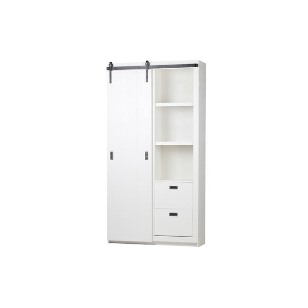Гардероб от бял бор с плъзгащи се врати 122x232 cm Slide - vtwonen-image-2