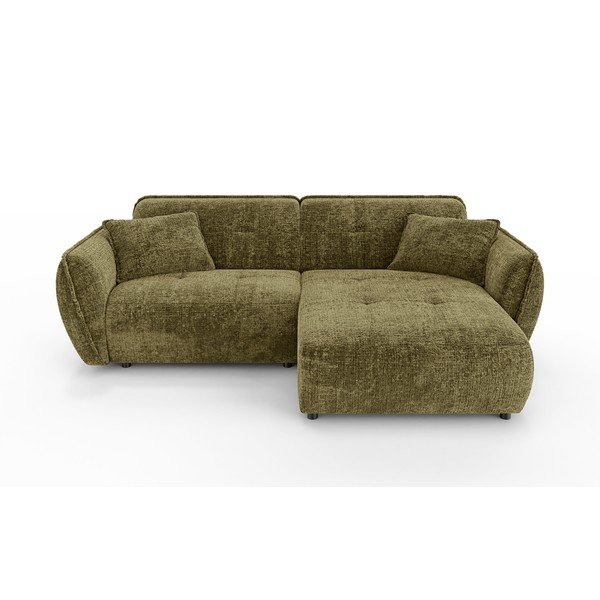 Зелен шенилов ъглов диван (десен ъгъл) Nelia – Ropez
