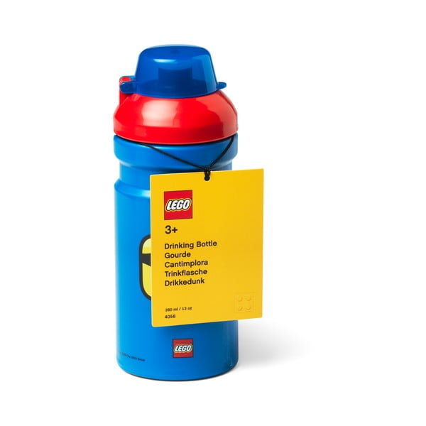 Синя бутилка за вода с червен капак , 390 ml Iconic - LEGO®-image-1