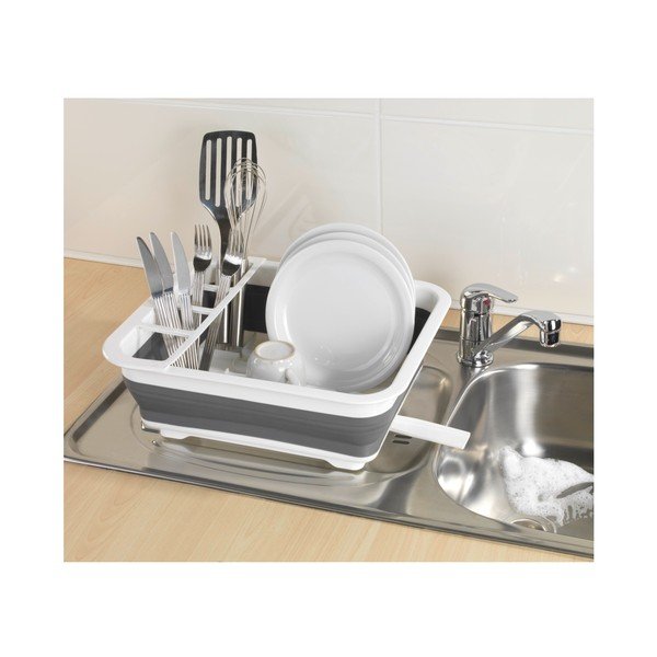 Бяло и сиво сгъваемо устройство за отцеждане на съдове Rack - Wenko-image-4