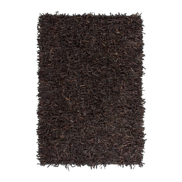 Tmavě hnědý kožený koberec Rodeo, 160x230cm