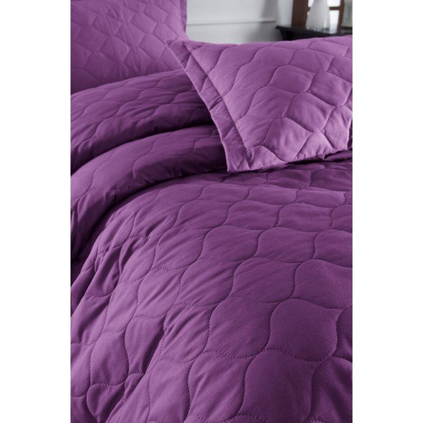 Лилава покривка за легло с 2 калъфки за възглавници от памук ранфорс EnLora Home Fresh, 225 x 240 cm Fresh Color - Mijolnir-image-1