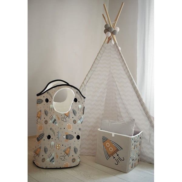 Бежова детска кошница за съхранение от плат Cosmos - Butter Kings-image-1