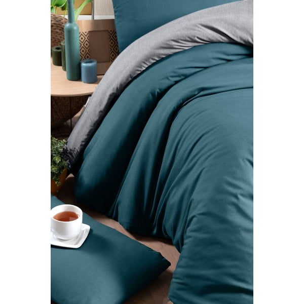 Памучен чаршаф за двойно легло/разширен с петролен чаршаф/сив 200x220 cm - Mila Home-image-2