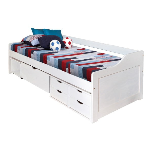 Bílá dřevěná jednolůžková postel s úložným prostorem 13Casa Tetris, 90 x 200 cm