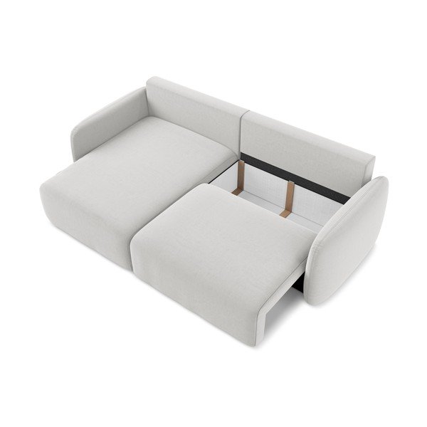 Светлосив кадифен сгъваем/с място за съхранение ъглов диван (ляв ъгъл) Kalena – Makamii-image-4