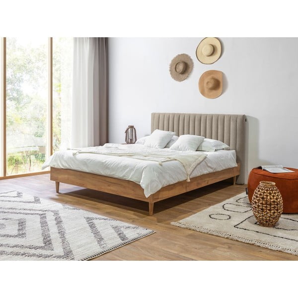 Бежово/натурално двойно легло с решетка 180x200 cm Oceane - Bobochic Paris-image-1