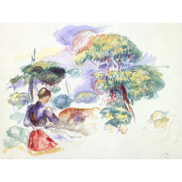 Репродукция на картина на Огюст Реноар - , 60 x 45 cm Landscape with a Girl - Fedkolor
