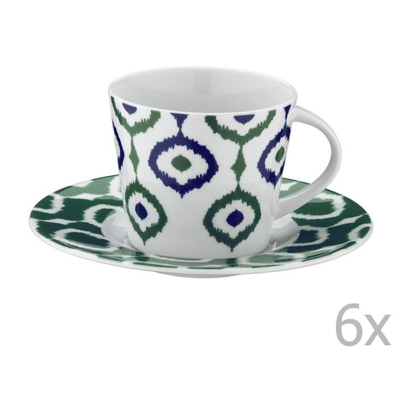Комплект от 6 порцеланови чаши за чай с чинийки Tatiana - Kütahya Porselen