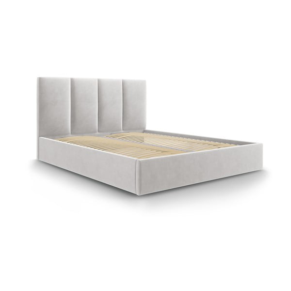 Светлосиво кадифено двойно легло , 160 x 200 cm Juniper - Mazzini Beds