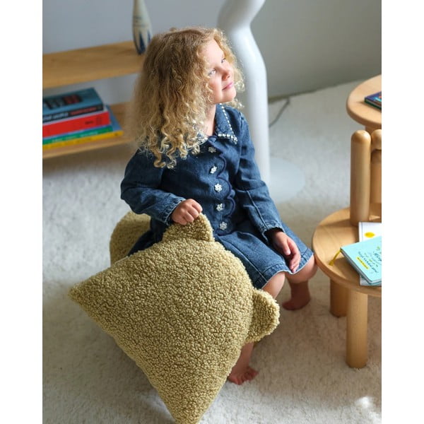 Зелена детска възглавница за диван от букле Bear – Wigiwama-image-1