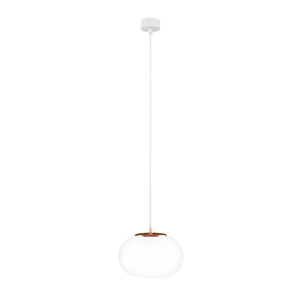 Бяла висяща лампа с медни детайли Dosei - Sotto Luce
