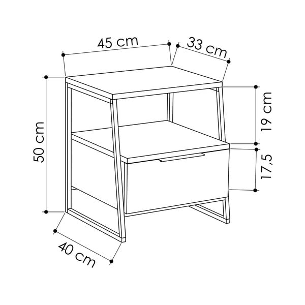 Нощно шкафче с рафтове в естествен цвят Pal - Kalune Design-image-3