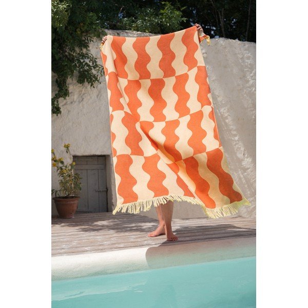 Жълта/оранжева памучна плажна кърпа 100x160 cm Nuno – noo.ma-image-1