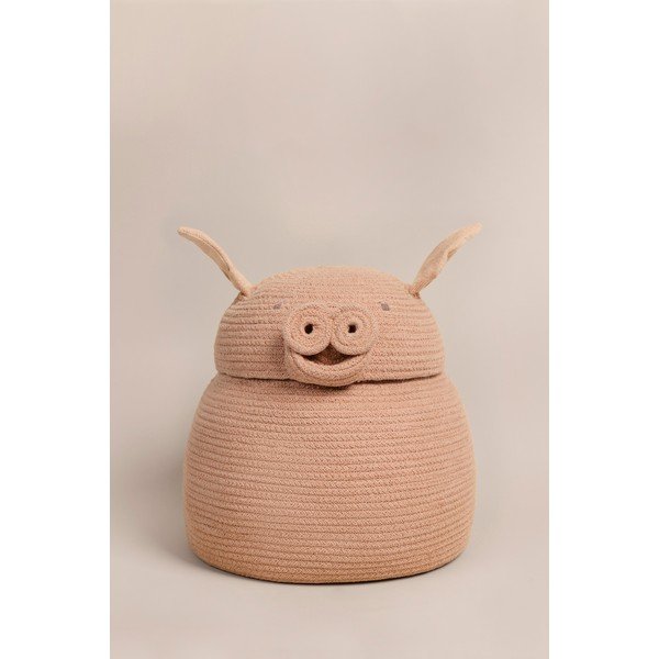 Светлорозова текстилна детска кошница за играчки ø 32x30 cm Peggy the Pig – Lorena Canals-image-4