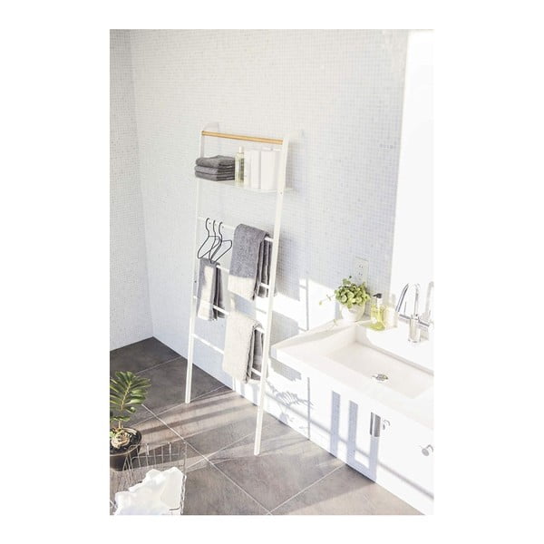 Бяла закачалка за дрехи с рафт Стълба Tower - YAMAZAKI-image-1