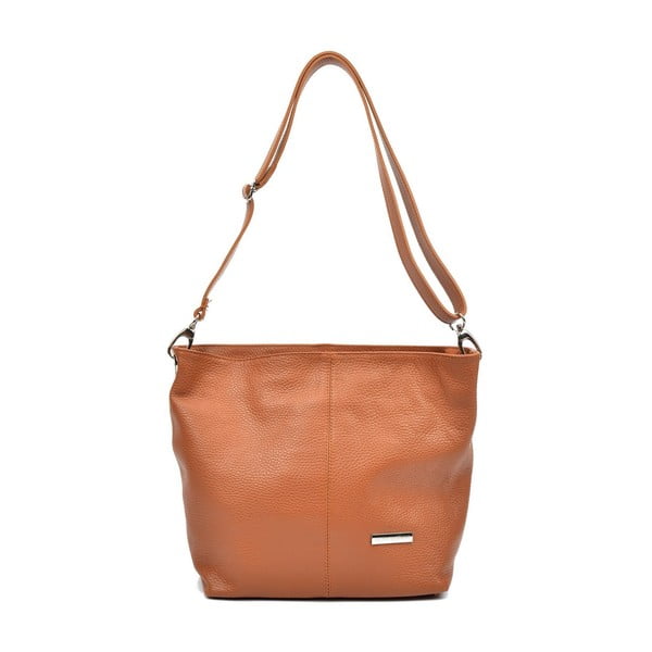 Кафява кожена чанта Selly в цвят коняк - Luisa Vannini