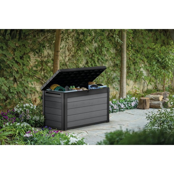 Тъмносива пластмасова градинска кутия за съхранение Cortina – Keter-image-1