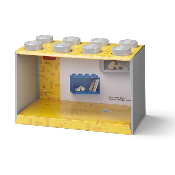 Детски сив стенен рафт Brick 8 - LEGO®-image-1