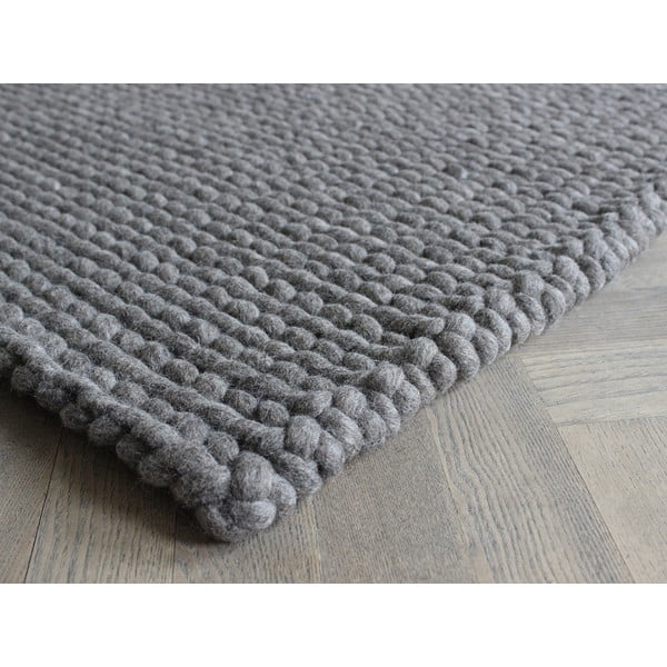 Ореховокафяв плетен вълнен килим , 170 x 240 cm Braided Rugs - Wooldot