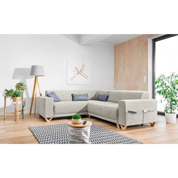 Бежов разтегателен/с място за съхранение ъглов диван (ляв ъгъл/L форма) Classy Sophie – Miuform-image-3