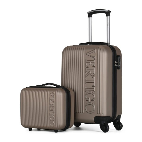 Sada 2 hnědobéžových cestovních kufrů na kolečkách VERTIGO Valises Cabine & Vanity Case