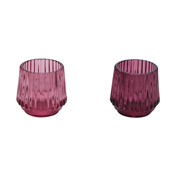 Комплект от 2 розови стъклени свещника за чаена свещ , ø 7 см - Ego Dekor