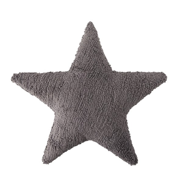 Tmavě šedý bavlněný ručně vyráběný polštář Lorena Canals Star, 54 x 54 cm
