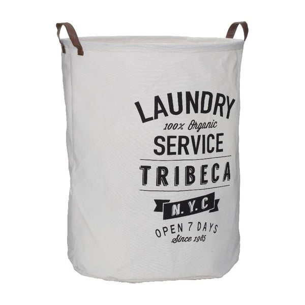 Bílý koš na prádlo s popiskem Premier Housewares Tribeca, 54 l