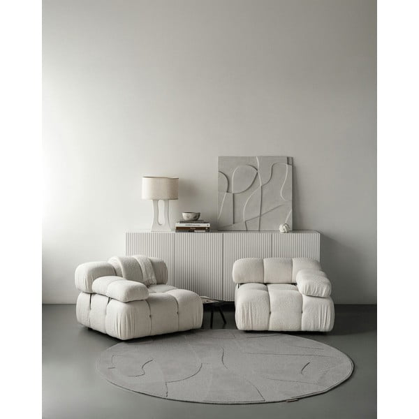 Сив вълнен кръгъл килим ø 200 cm Morphic Botanica – Agnella-image-1