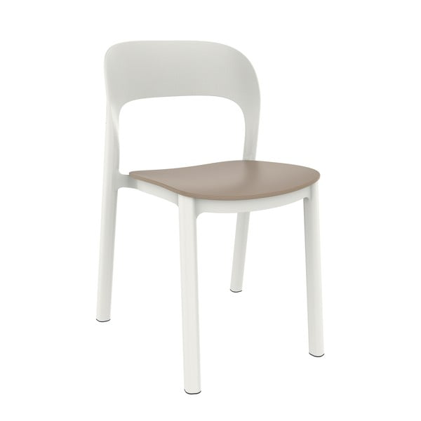 Sada 4 bílých zahradních židlí s pískově hnědým sedákem Resol Ona