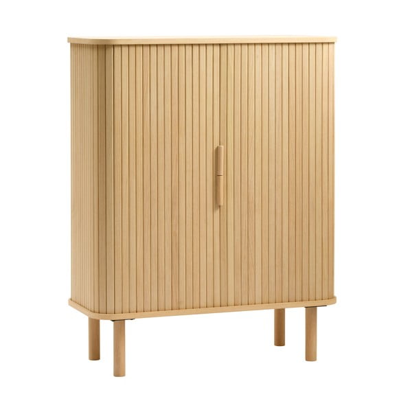 Шкаф в дъбов декор с плъзгащи се врати в естествен цвят 113x90 cm Cavo - Unique Furniture-image-2