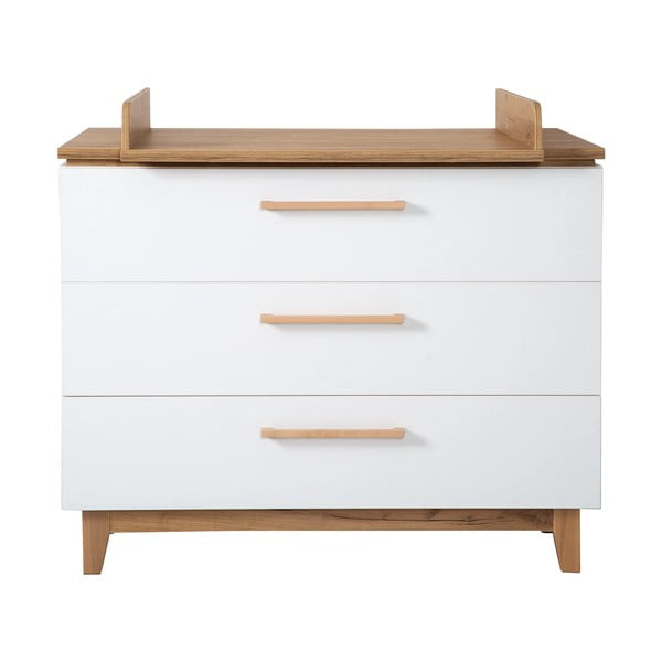 Бял нисък скрин от дъб с маса за преповиване 118x104 cm Finn - Roba-image-2