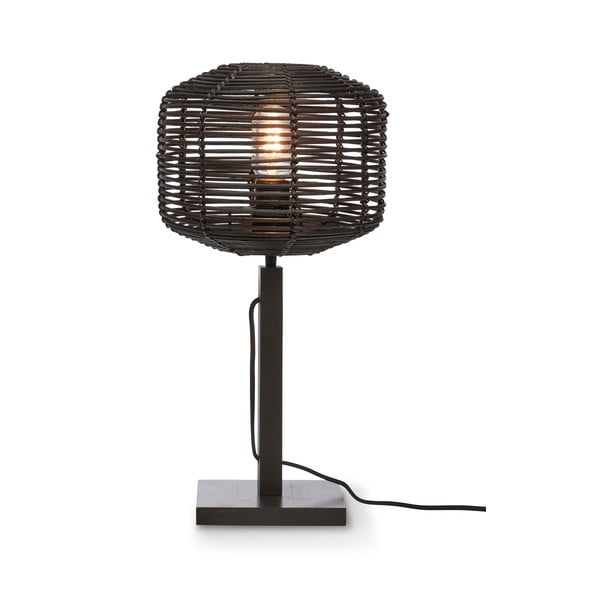 Черна настолна лампа с абажур от ратан (височина 40 cm) Tanami - Good&Mojo