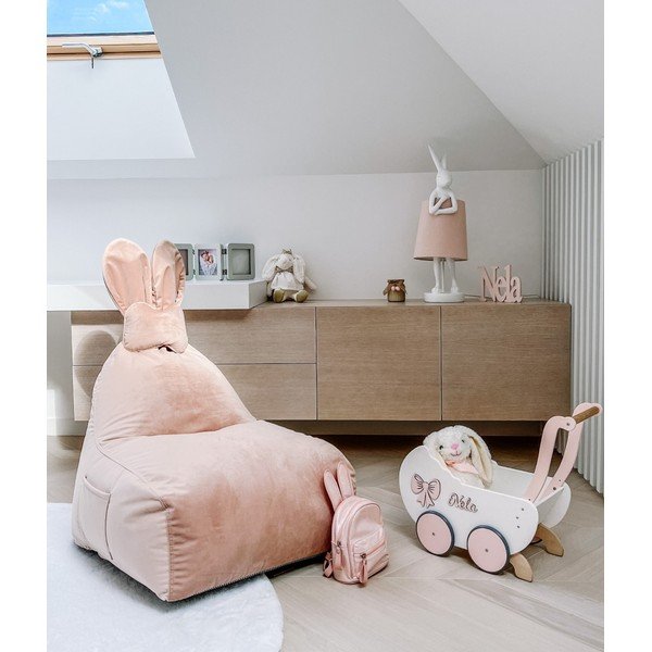 Светлорозов детски пуф Funny Bunny – The Brooklyn Kids-image-1
