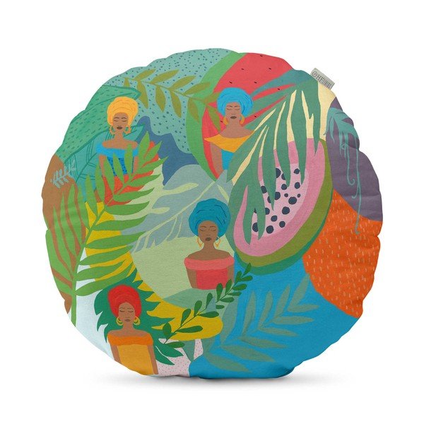 Bavlněný oboustranný polštář HF Living Zuly Jungle, ⌀ 50 cm