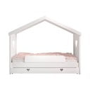 Бяло разтегателно детско легло къща от масивен бор с място за съхранение 90x200 cmAMORI – Vipack