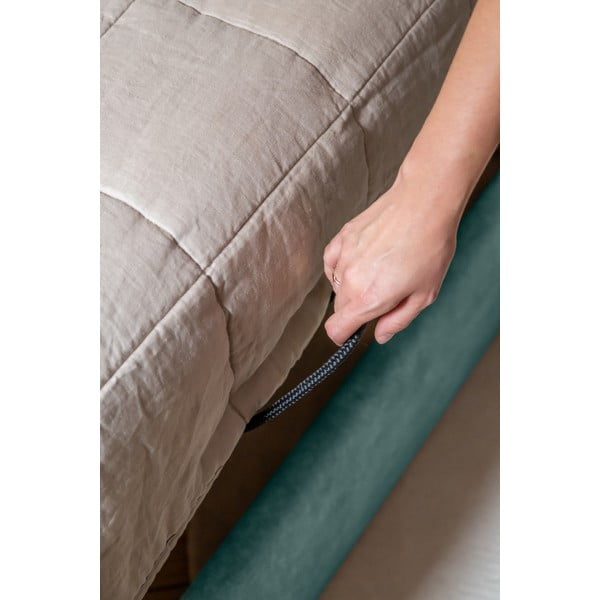 Тюркоазено тапицирано единично легло с място за съхранение и решетка 90x200 cm Dreamy Aurora - Miuform-image-3