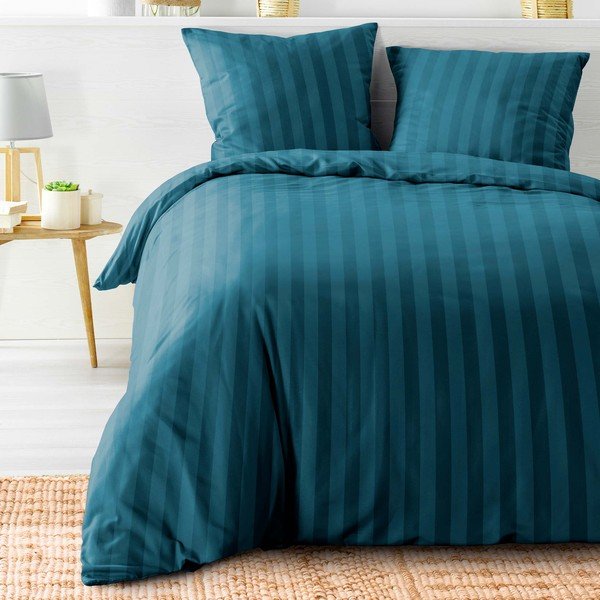 Синьо  двойно удължено спално бельо от микрофибър 240x220 cm Cleo – douceur d'intérieur-image-1