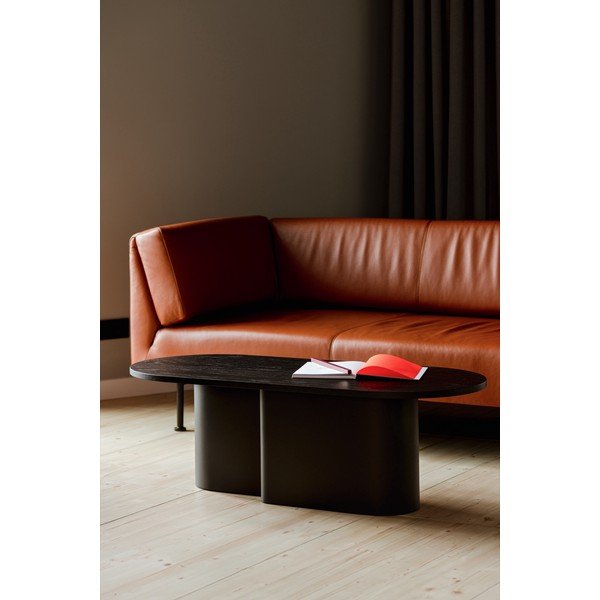 Черна масичка за кафе с дъбов плот 50x115 cm Looi – noo.ma-image-1