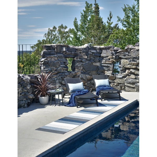 Синя и кремава пътека за открито и закрито 70x300 cm Molly Ocean Grey – Pappelina-image-1