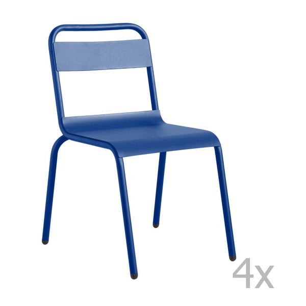 Sada 4 modrých zahradních židlí Isimar Biarritz