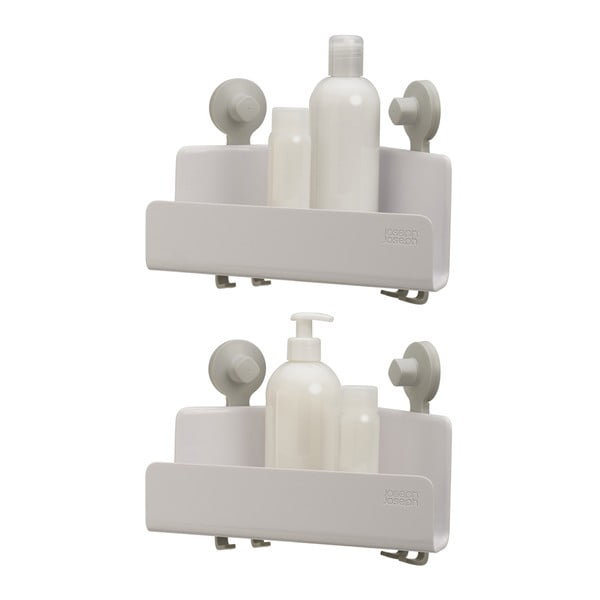 Бели ъглови самоносещи пластмасови рафтове за баня в комплект от 2 EasyStore - Joseph Joseph