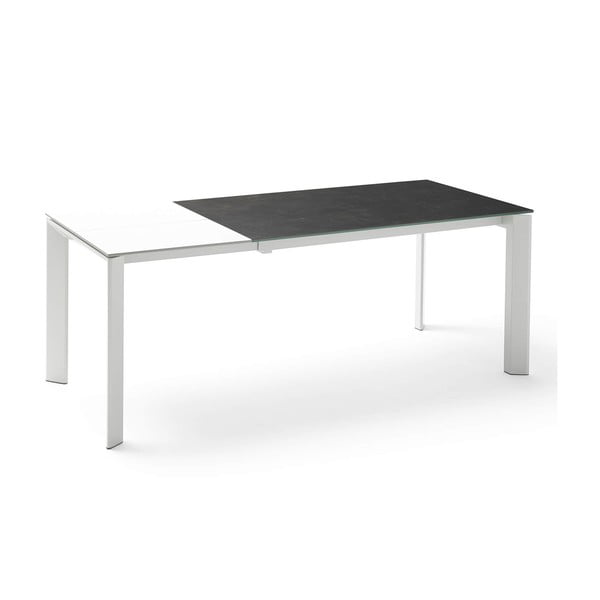 Бяло-черна сгъваема маса за хранене Lisa, дължина 140/200 cm - sømcasa