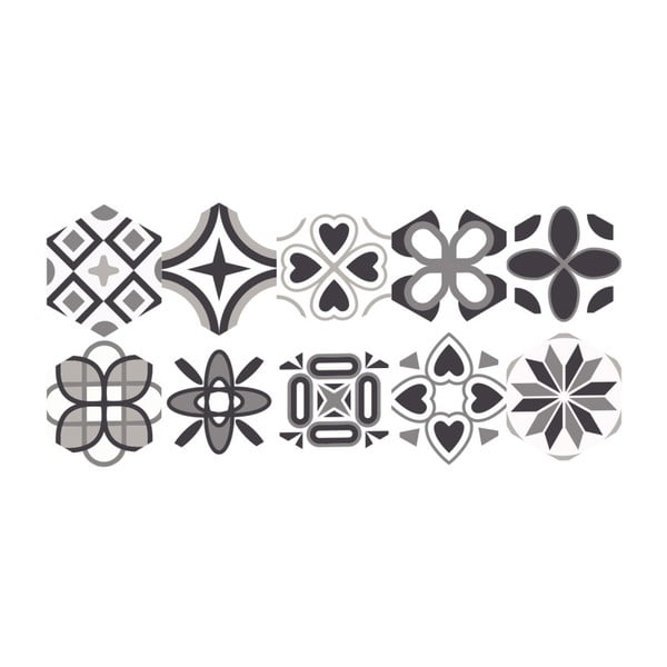 Комплект от 10 шестоъгълника Fleurita, стикери за под, 20 x 18 cm - Ambiance