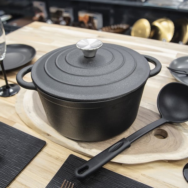 Съд от излято желязо с капак подходящо за индукционен котлон 4 l LITINA – Orion-image-2