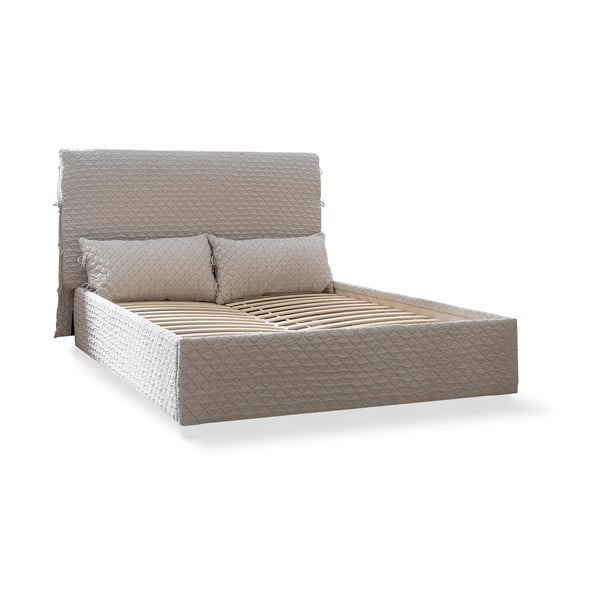 Бежово тапицирано двойно легло и решетка 140x200 cm Sleepy Luna - Miuform-image-2